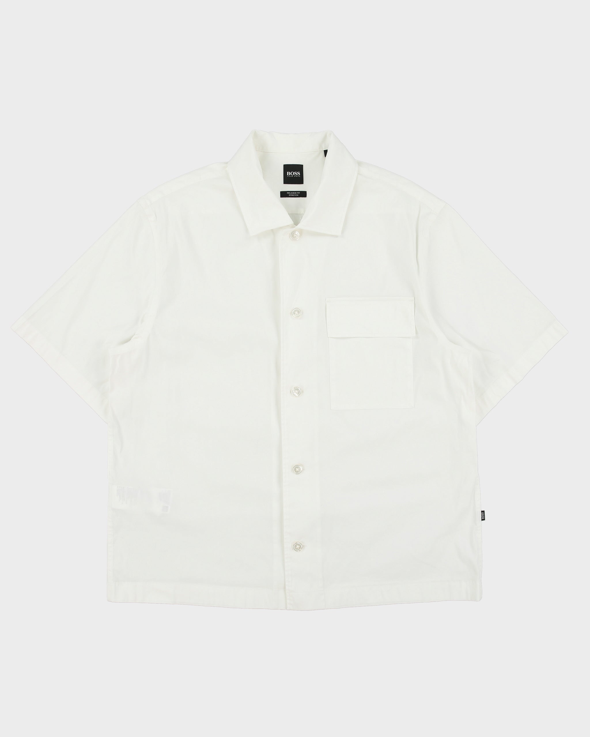 Hugo Boss Ned Relaxed Fit Stretch Boxy Camp Collar Short Sleeve Shirt - M