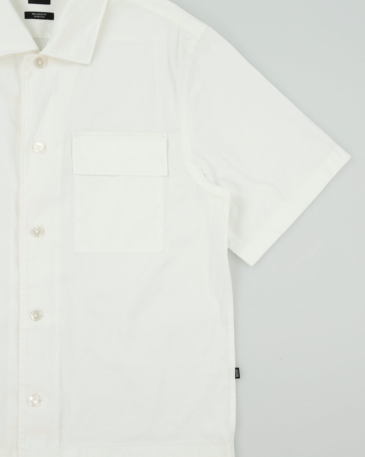 Hugo Boss Ned Relaxed Fit Stretch Boxy Camp Collar Short Sleeve Shirt - M