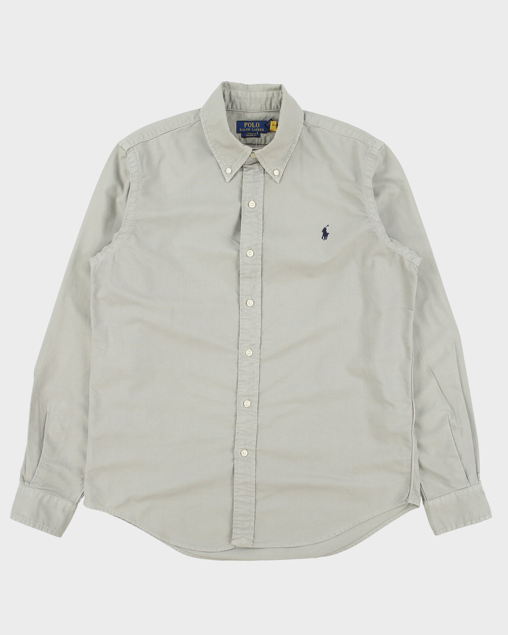 Vintage Polo Ralph Lauren Khaki Custom Fit Long Sleeve Oxford Shirt - S