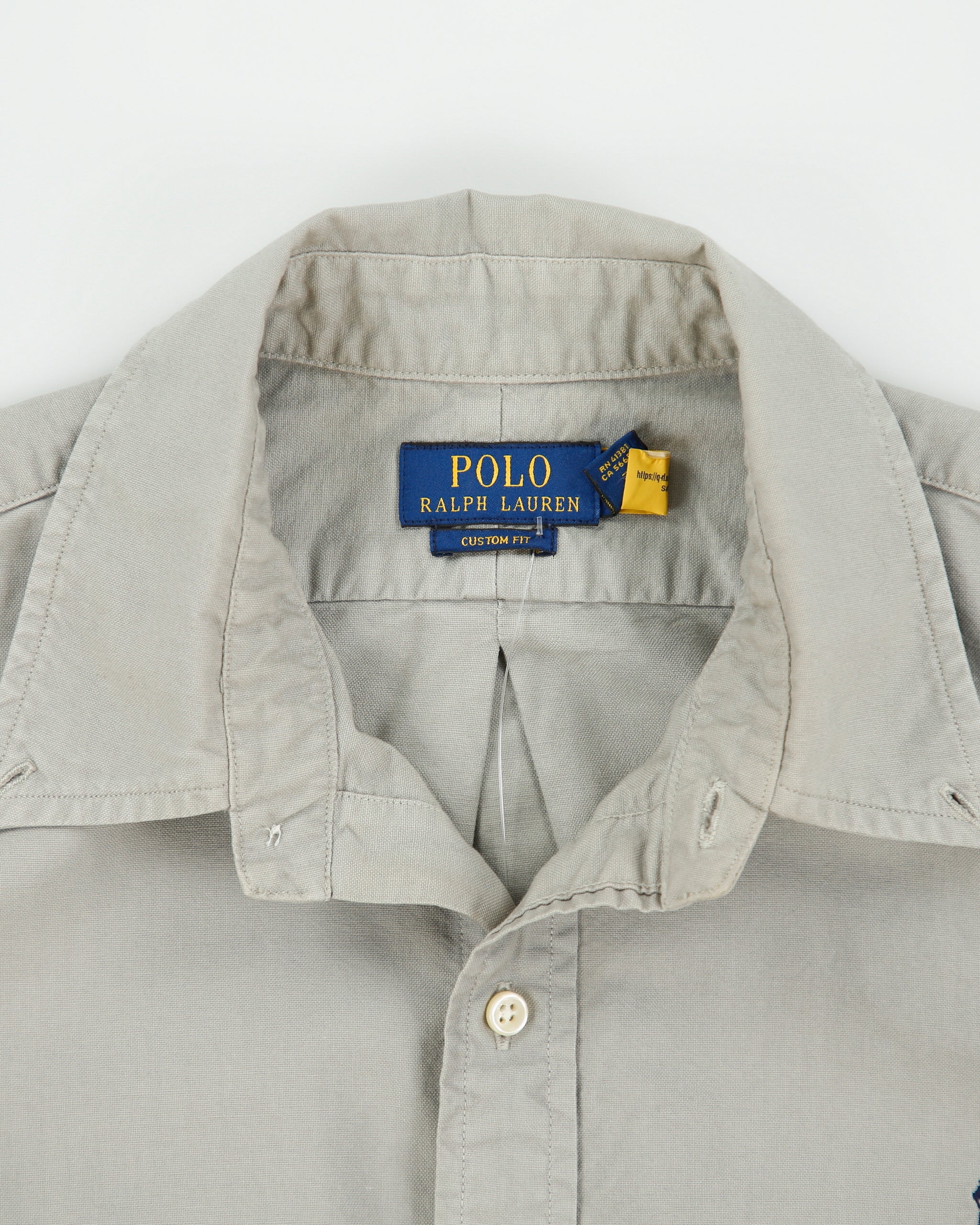 Vintage Polo Ralph Lauren Khaki Custom Fit Long Sleeve Oxford Shirt - S