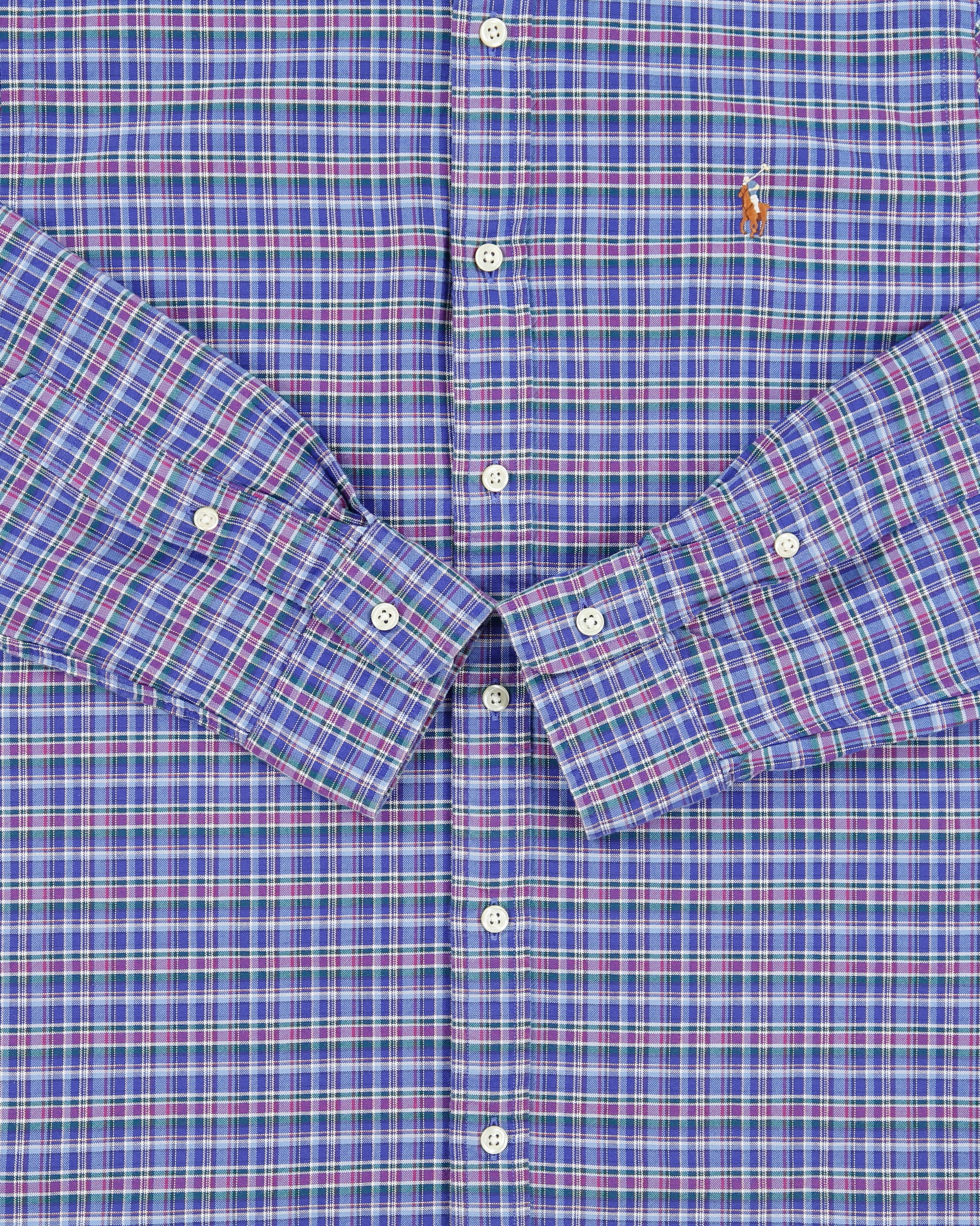 Vintage Ralph Lauren Tartan Plaid Slim Fit Long Sleeve Stretch Oxford Shirt - S