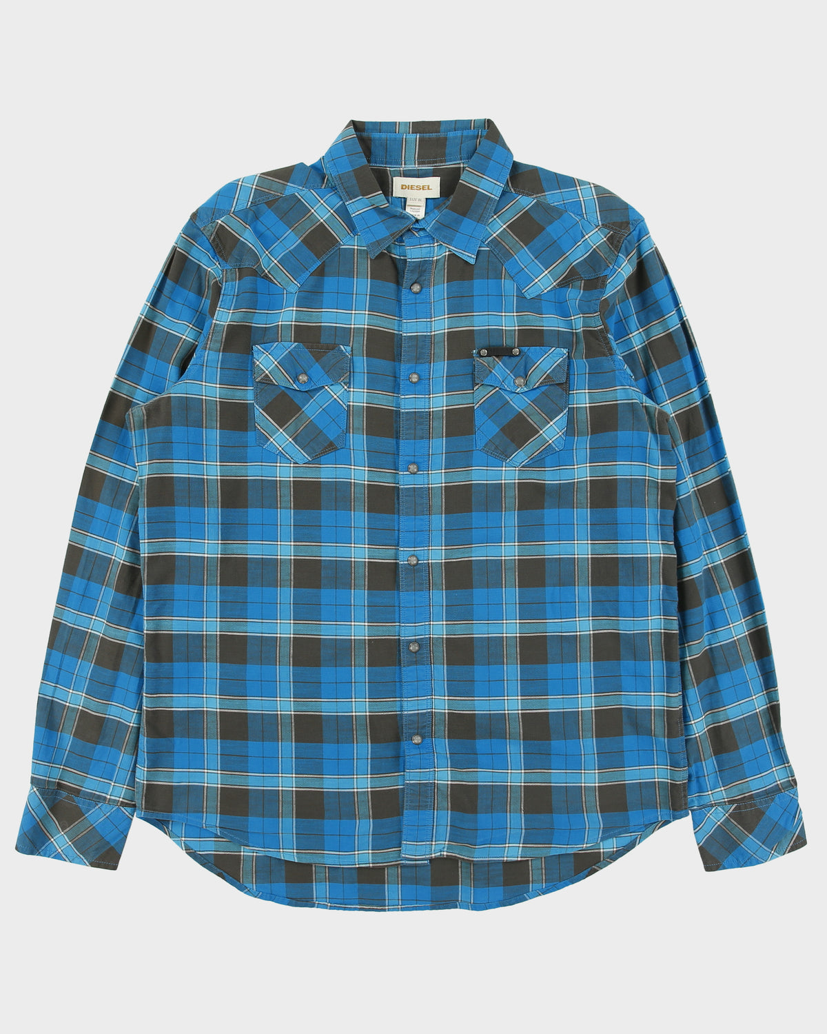 Vintage Diesel Plaid Pearl Snap Button Long Sleeve Western Shirt - XL