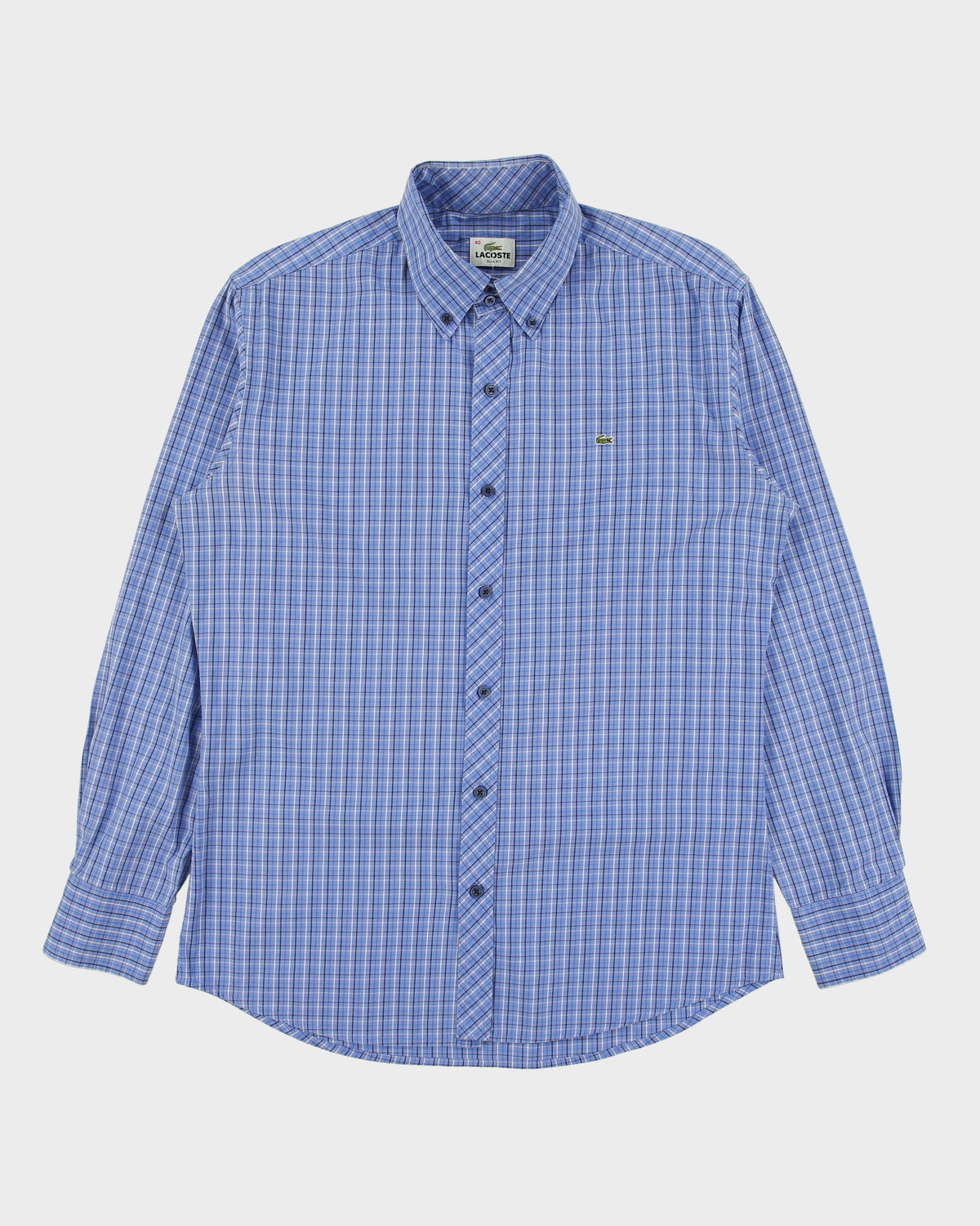 Vintage Lacoste Slim Fit Checked Long Sleeve Shirt - M