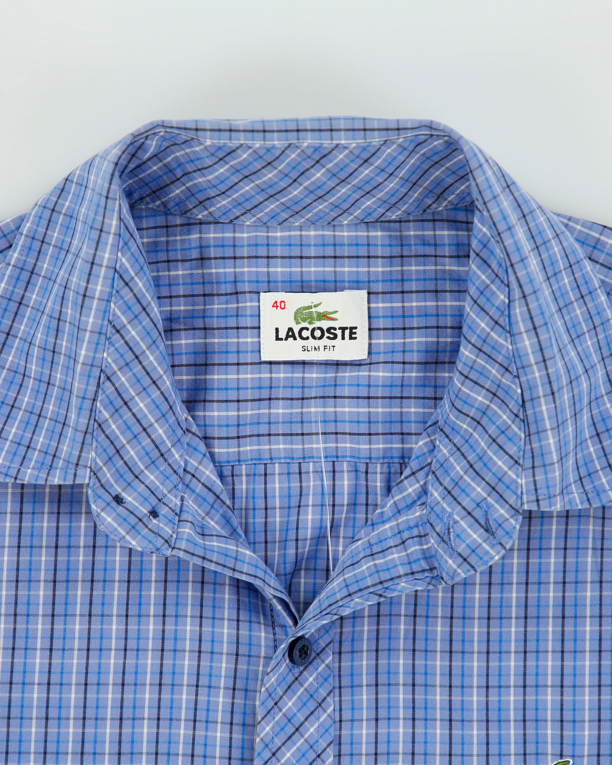 Vintage Lacoste Slim Fit Checked Long Sleeve Shirt - M