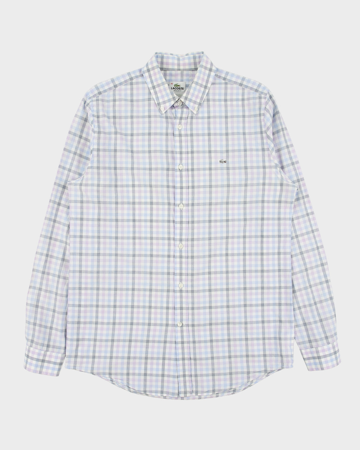 Vintage Lacoste Regular Fit Lightweight Checked Long Sleeve Shirt - M