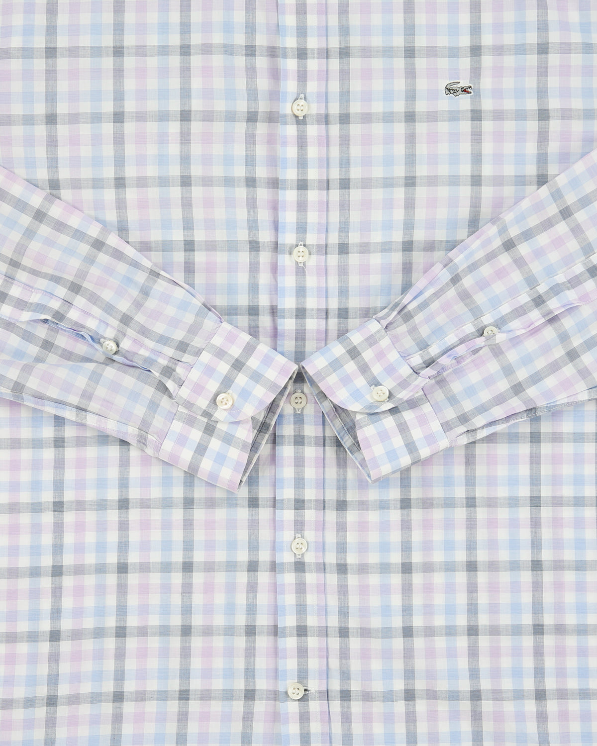 Vintage Lacoste Regular Fit Lightweight Checked Long Sleeve Shirt - M