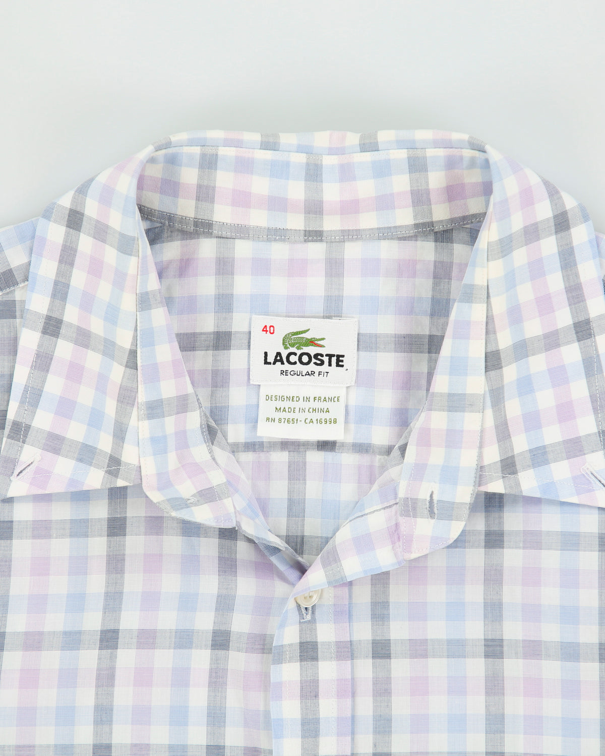 Vintage Lacoste Regular Fit Lightweight Checked Long Sleeve Shirt - M