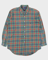 Vintage 1990s Polo Ralph Lauren Hand Woven Madras Plaid Made In America Long Sleeve Shirt - L