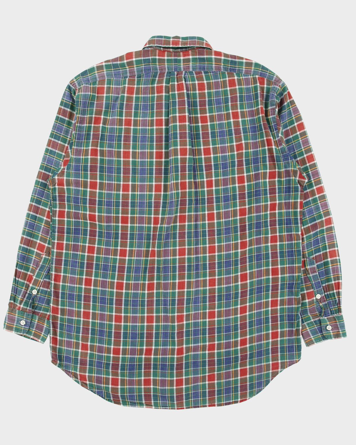 Vintage 1990s Polo Ralph Lauren Hand Woven Madras Plaid Made In America Long Sleeve Shirt - L