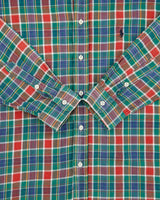 Vintage 1990s Polo Ralph Lauren Hand Woven Madras Plaid Made In America Long Sleeve Shirt - L
