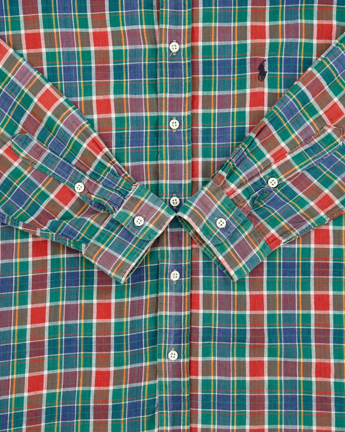 Vintage 1990s Polo Ralph Lauren Hand Woven Madras Plaid Made In America Long Sleeve Shirt - L