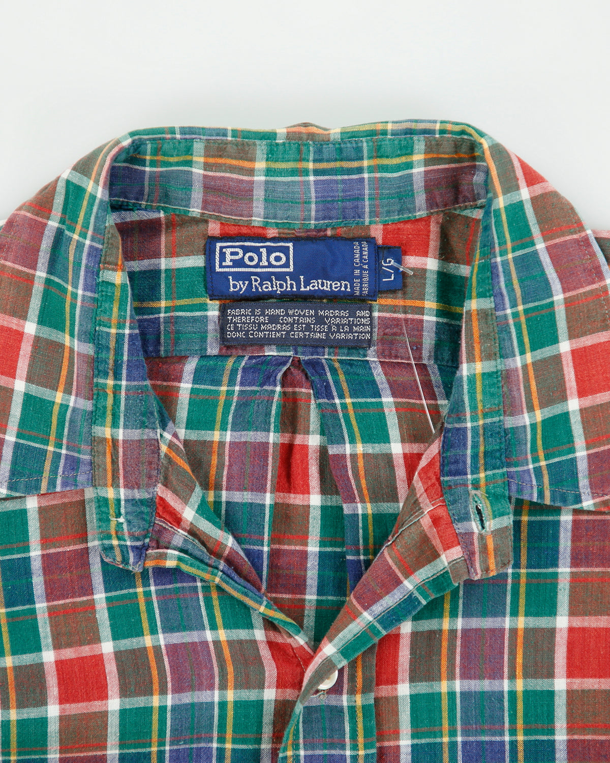 Vintage 1990s Polo Ralph Lauren Hand Woven Madras Plaid Made In America Long Sleeve Shirt - L