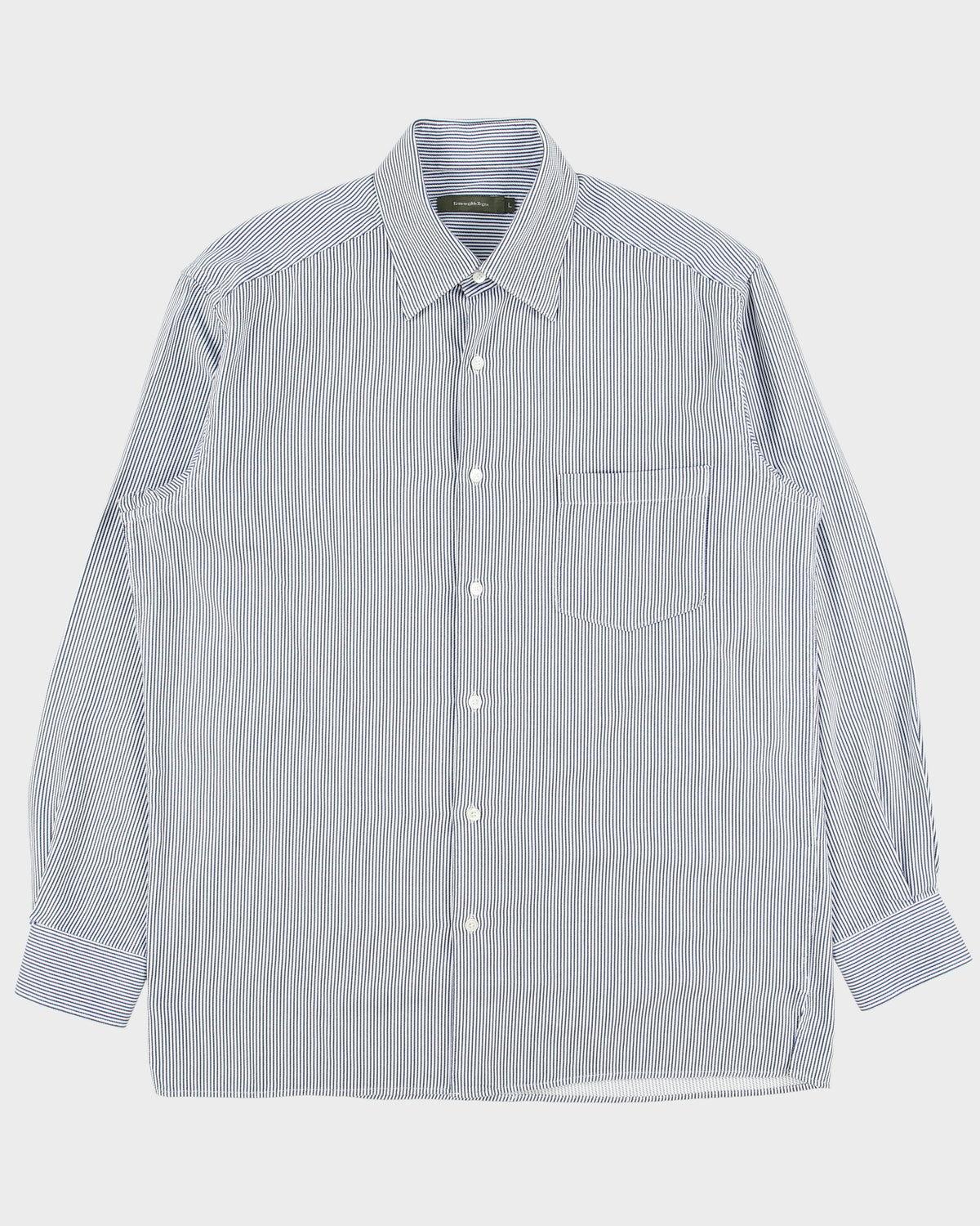 Vintage Y2K 00s Ermenegildo Zegna Striped Long Sleeve Pocket Shirt - L