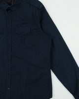 Vintage Burberry Navy Tailored Long Sleeve Utility Shirt - XXL