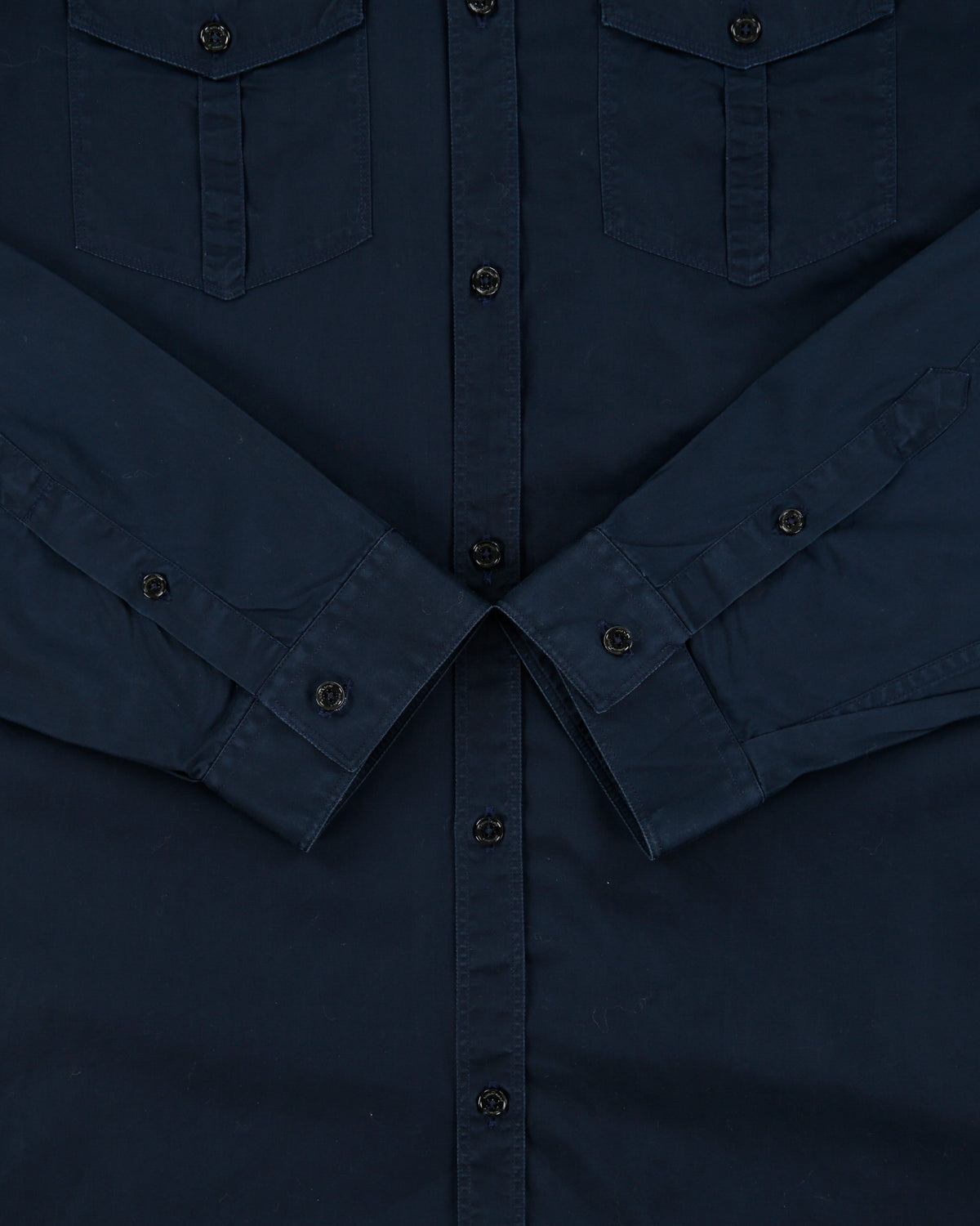 Vintage Burberry Navy Tailored Long Sleeve Utility Shirt - XXL