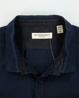 Vintage Burberry Navy Tailored Long Sleeve Utility Shirt - XXL