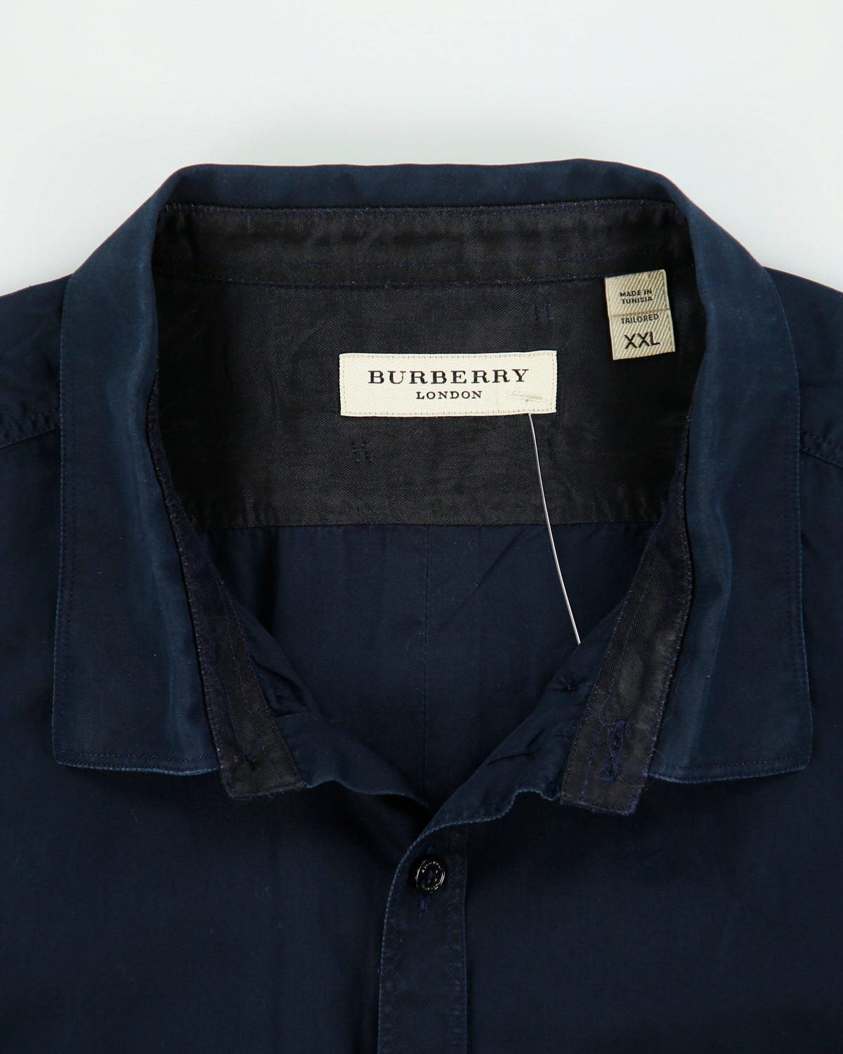Vintage Burberry Navy Tailored Long Sleeve Utility Shirt - XXL