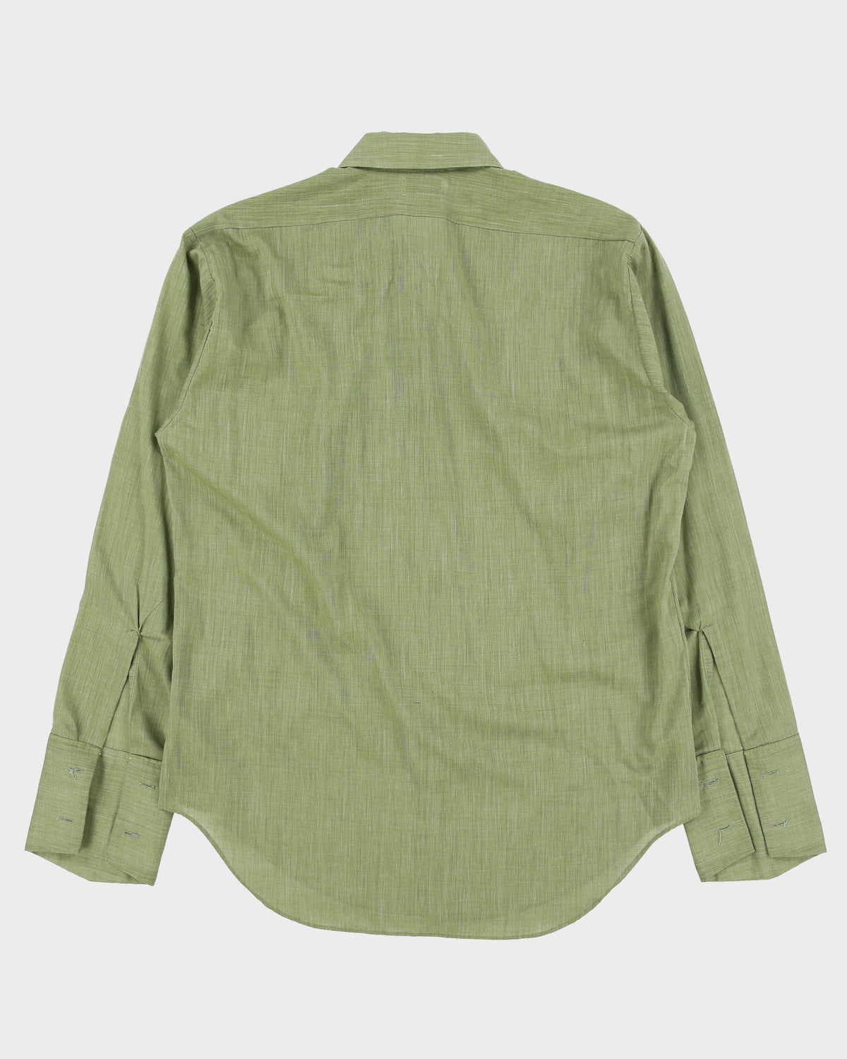 Vintage 1970s Fruit Of The Loom Olive Perma Press Made In America Long Sleeve Dress Shirt - M