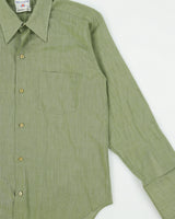 Vintage 1970s Fruit Of The Loom Olive Perma Press Made In America Long Sleeve Dress Shirt - M