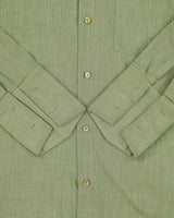 Vintage 1970s Fruit Of The Loom Olive Perma Press Made In America Long Sleeve Dress Shirt - M