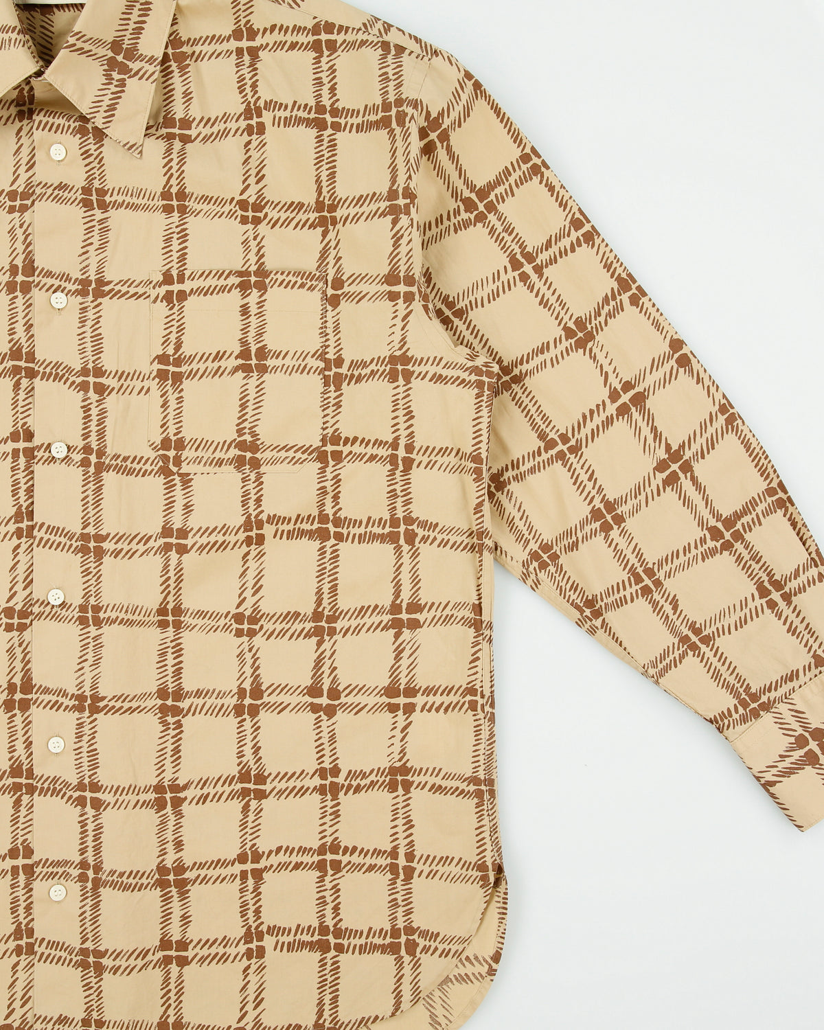 Marni x Uniqlo Caramel Patterned Long Sleeve Oversized Shirt - L