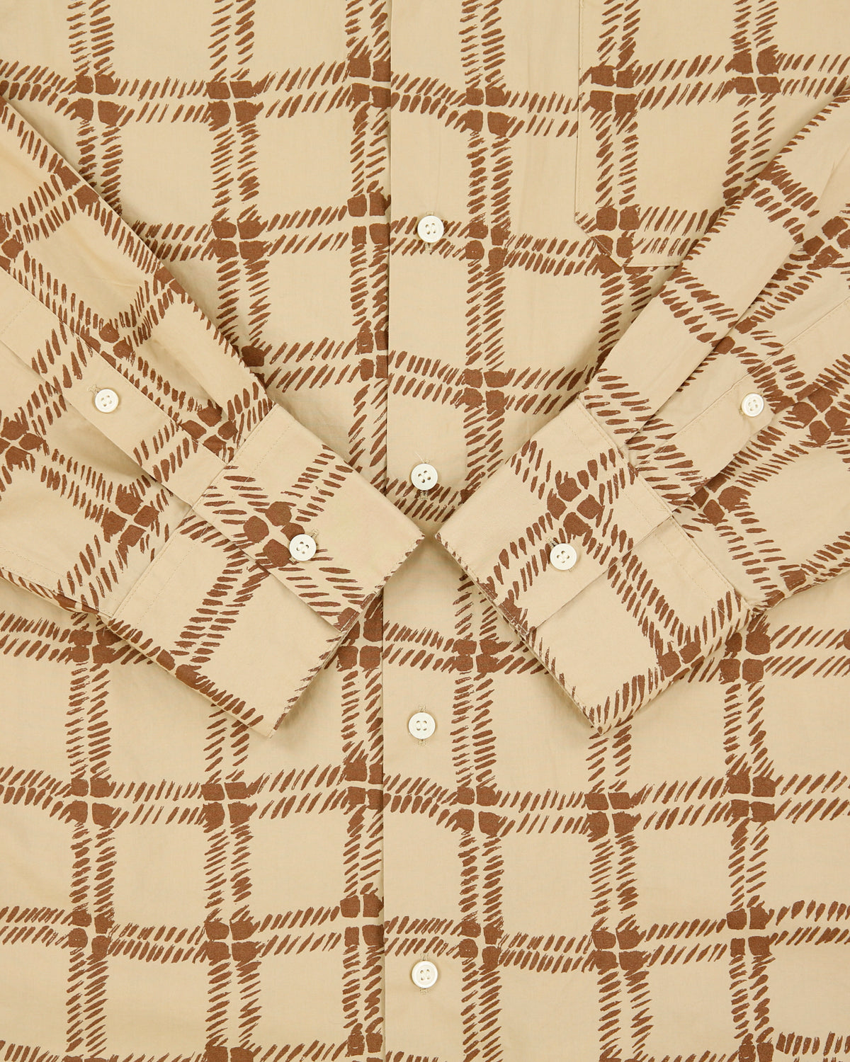 Marni x Uniqlo Caramel Patterned Long Sleeve Oversized Shirt - L
