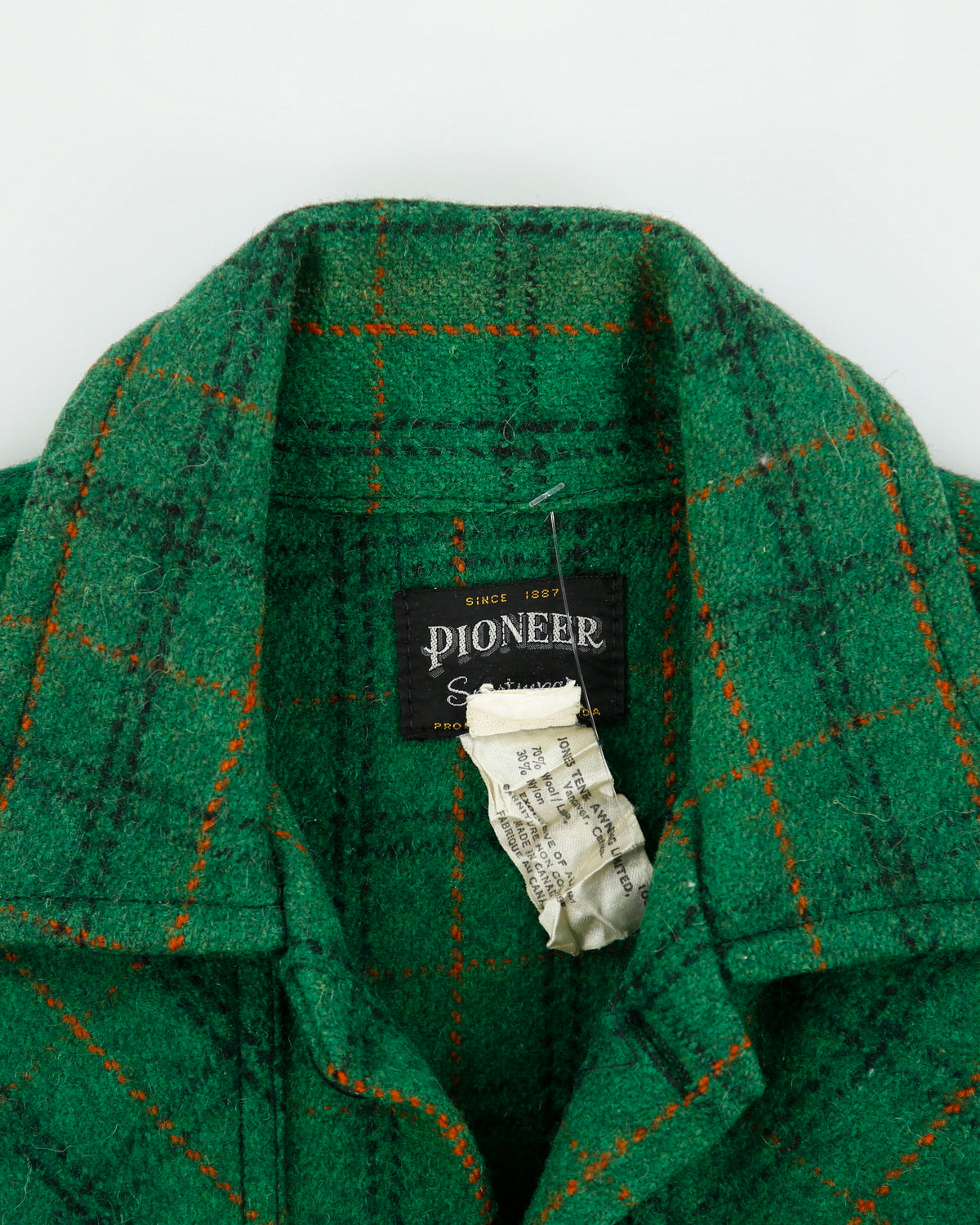 Vintage 1970s Pioneer Sportswear Plaid Wool Made In America Long Sleeve Over Shirt Shacket - M
