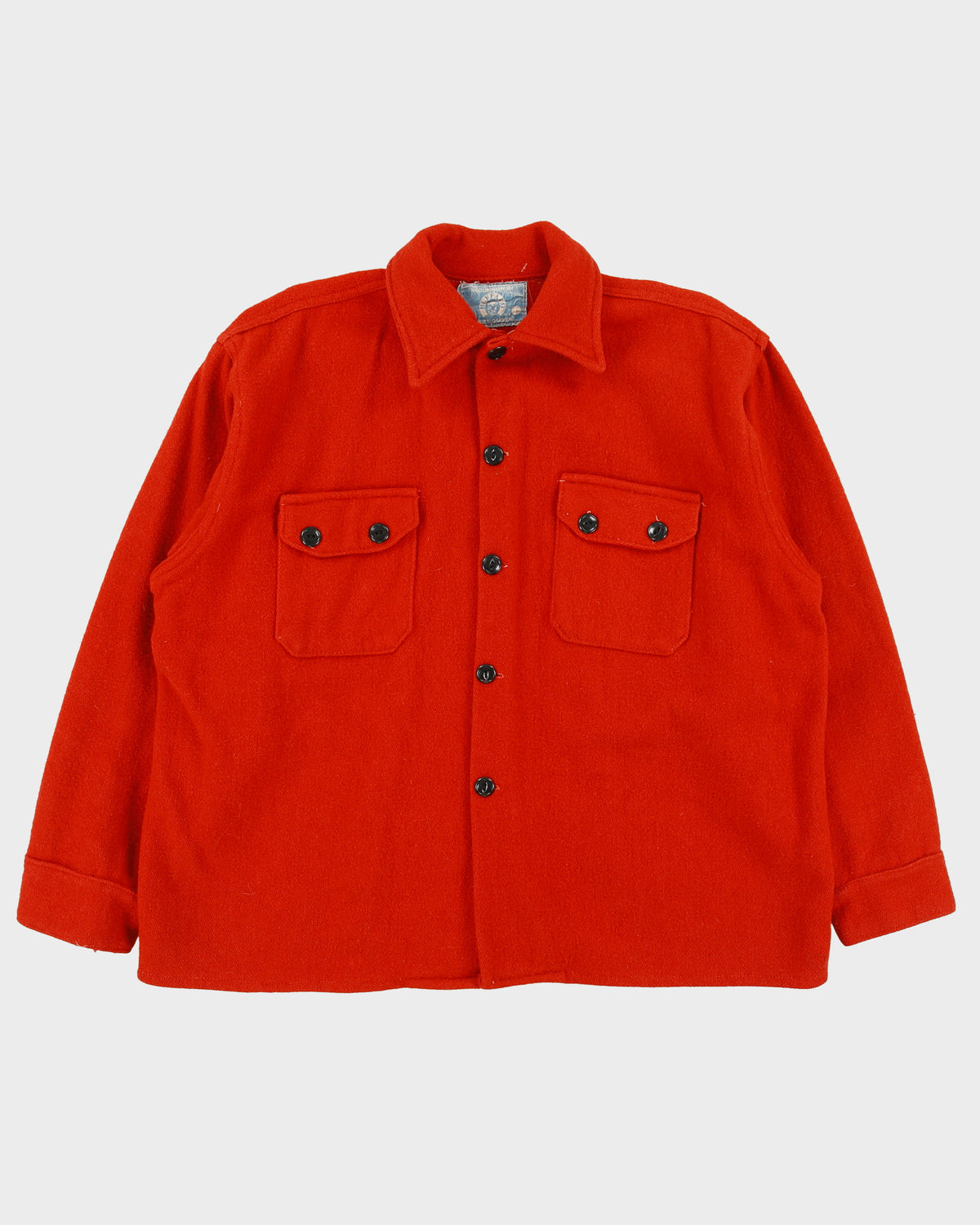 Vintage 1960s Woolmaster By Buffalo Wool Made In America Long Sleeve Over Shirt - L