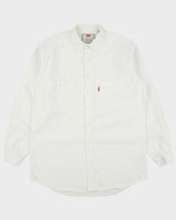 Vintage 1990s Levi's White Denim Long Sleeve Tall Shirt - L
