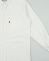 Vintage 1990s Levi's White Denim Long Sleeve Tall Shirt - L