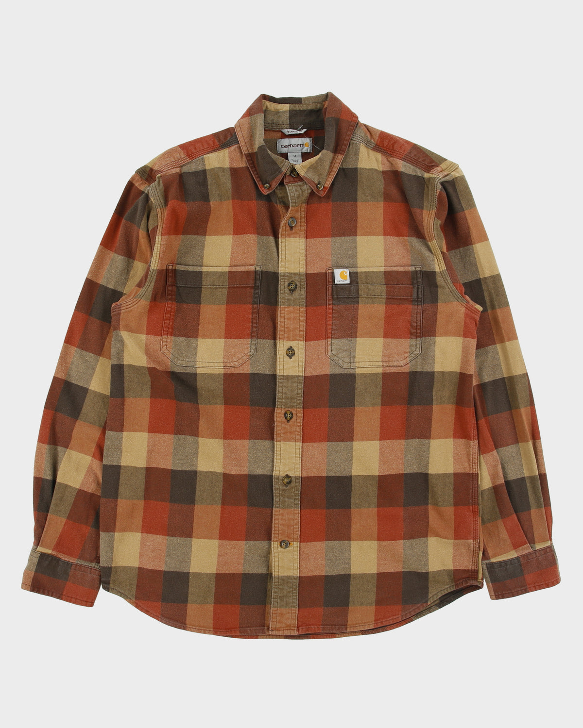 Vintage Carhartt Plaid Relaxed Fit Long Sleeve Flannel Shirt - M
