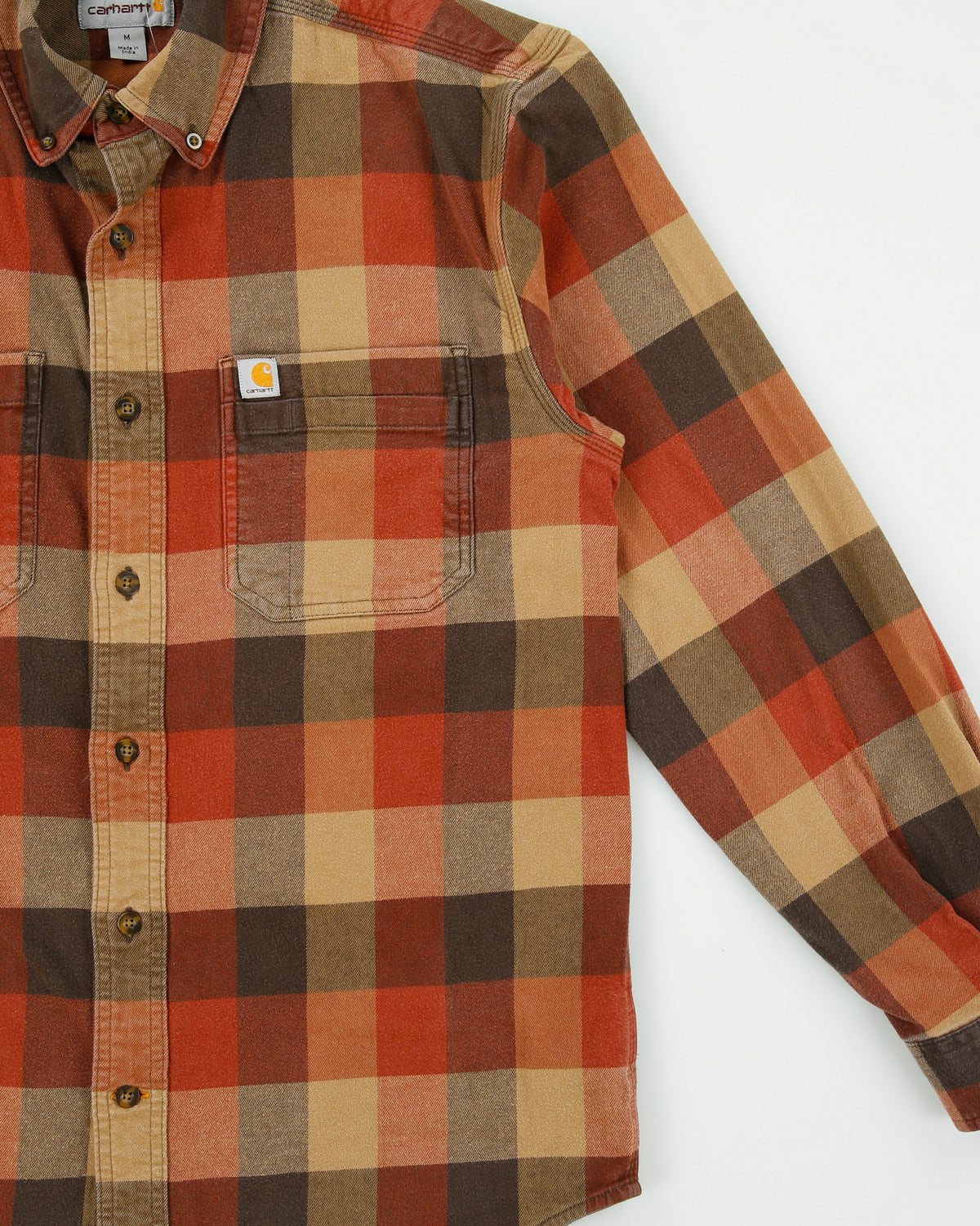 Vintage Carhartt Plaid Relaxed Fit Long Sleeve Flannel Shirt - M