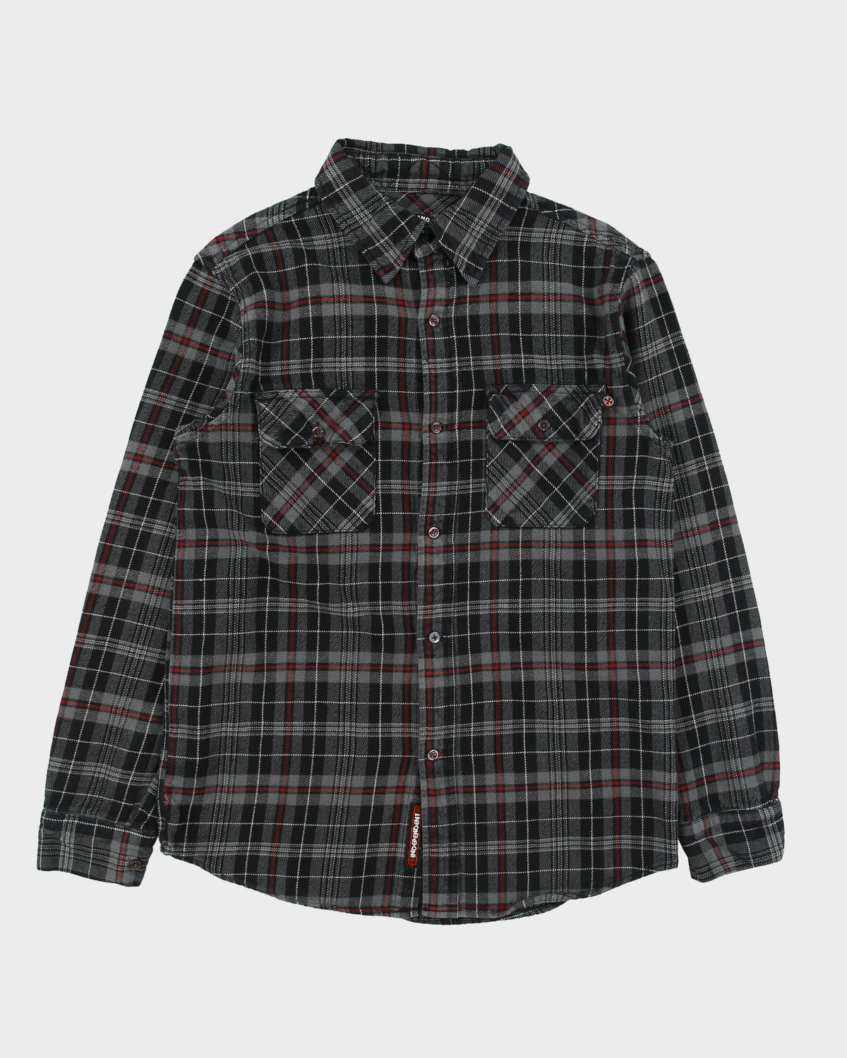 Vintage Y2K 00s Independent Truck Company Plaid Long Sleeve Flannel Skater Shirt - M