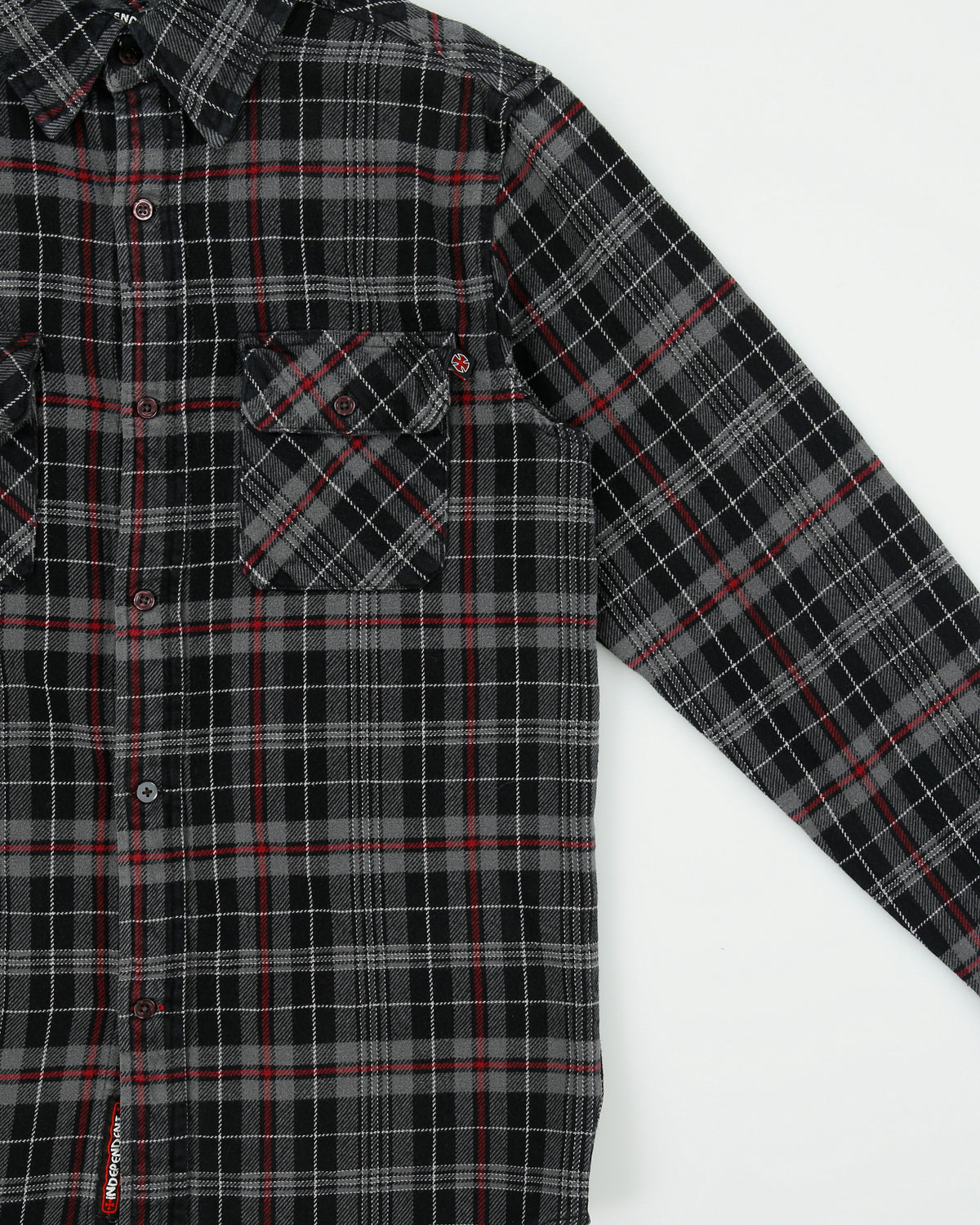Vintage Y2K 00s Independent Truck Company Plaid Long Sleeve Flannel Skater Shirt - M
