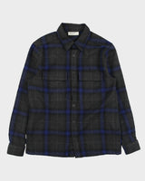 Icebreaker Marl Grey Merino Wool Plaid Long Sleeve Flannel Shirt - M