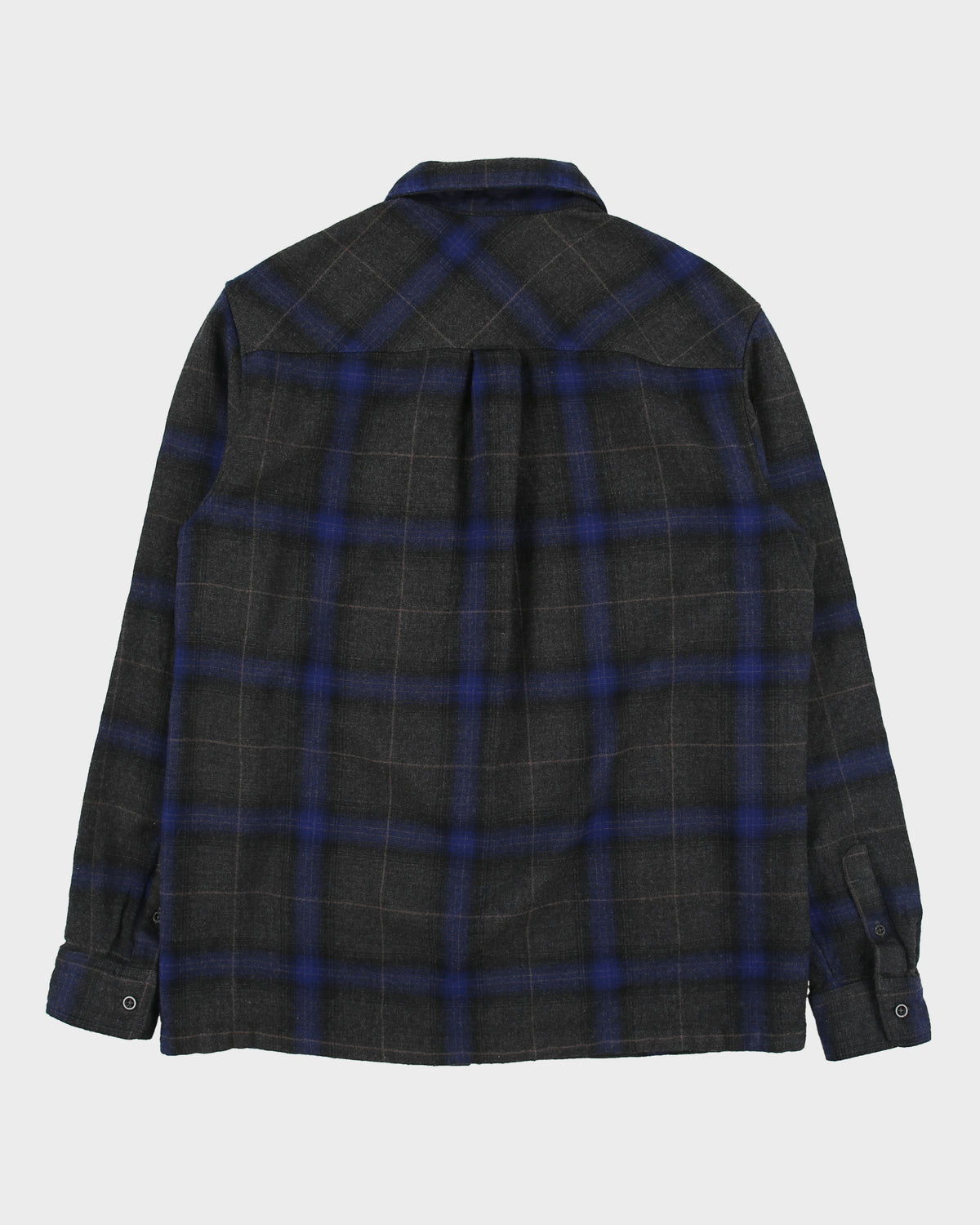 Icebreaker Marl Grey Merino Wool Plaid Long Sleeve Flannel Shirt - M
