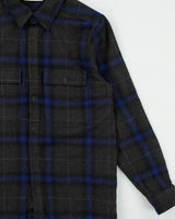 Icebreaker Marl Grey Merino Wool Plaid Long Sleeve Flannel Shirt - M