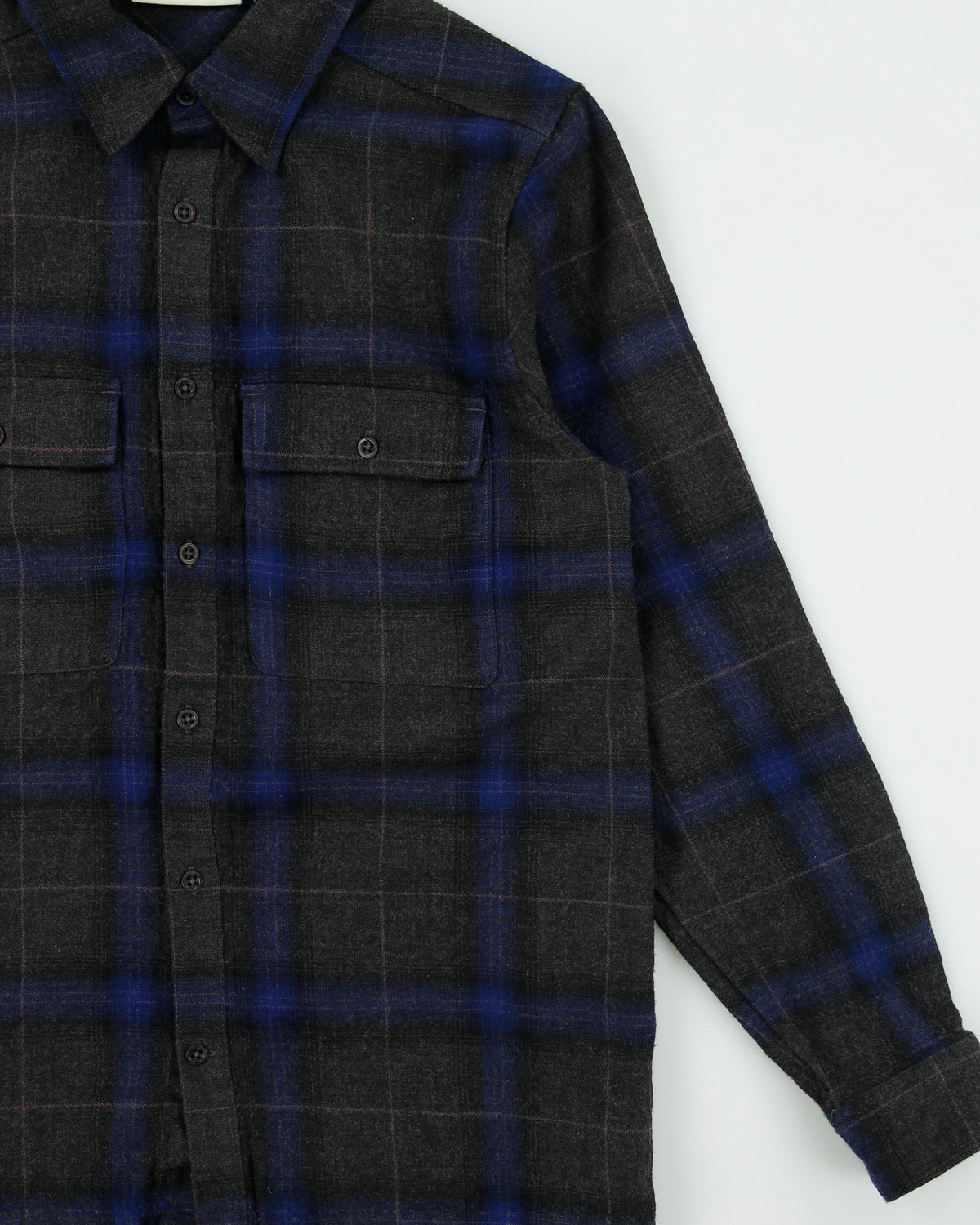 Icebreaker Marl Grey Merino Wool Plaid Long Sleeve Flannel Shirt - M
