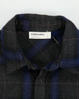 Icebreaker Marl Grey Merino Wool Plaid Long Sleeve Flannel Shirt - M