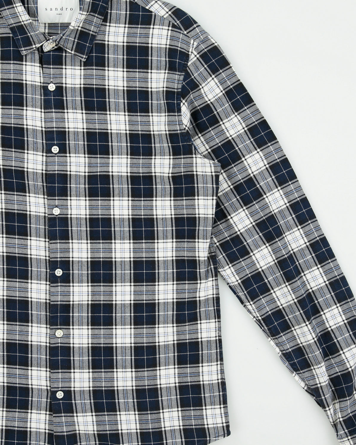 Sandro Paris Tartan Plaid Casual Long Sleeve Flannel Shirt - M