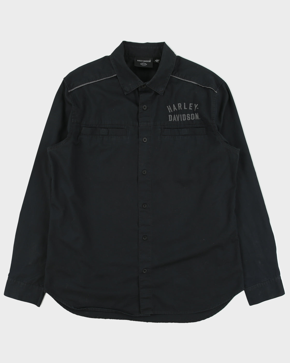 Vintage Harley Davidson Embroidered Long Sleeve Biker Shirt - L