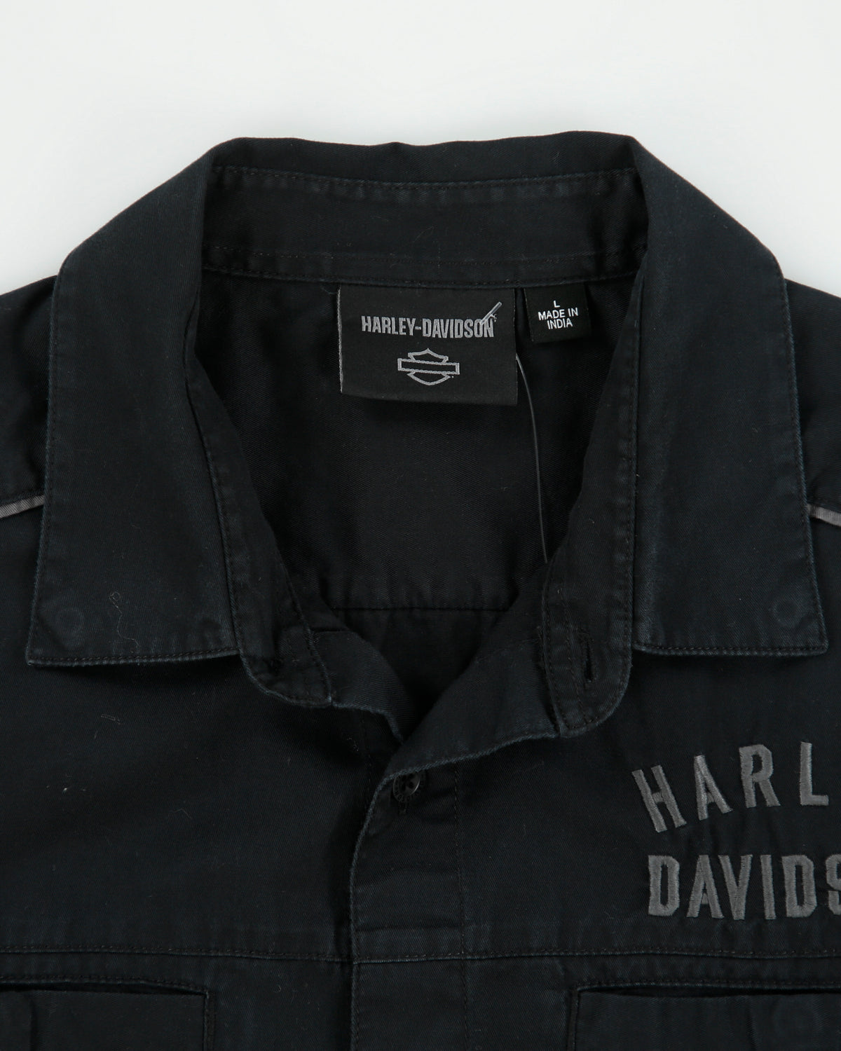 Vintage Harley Davidson Embroidered Long Sleeve Biker Shirt - L