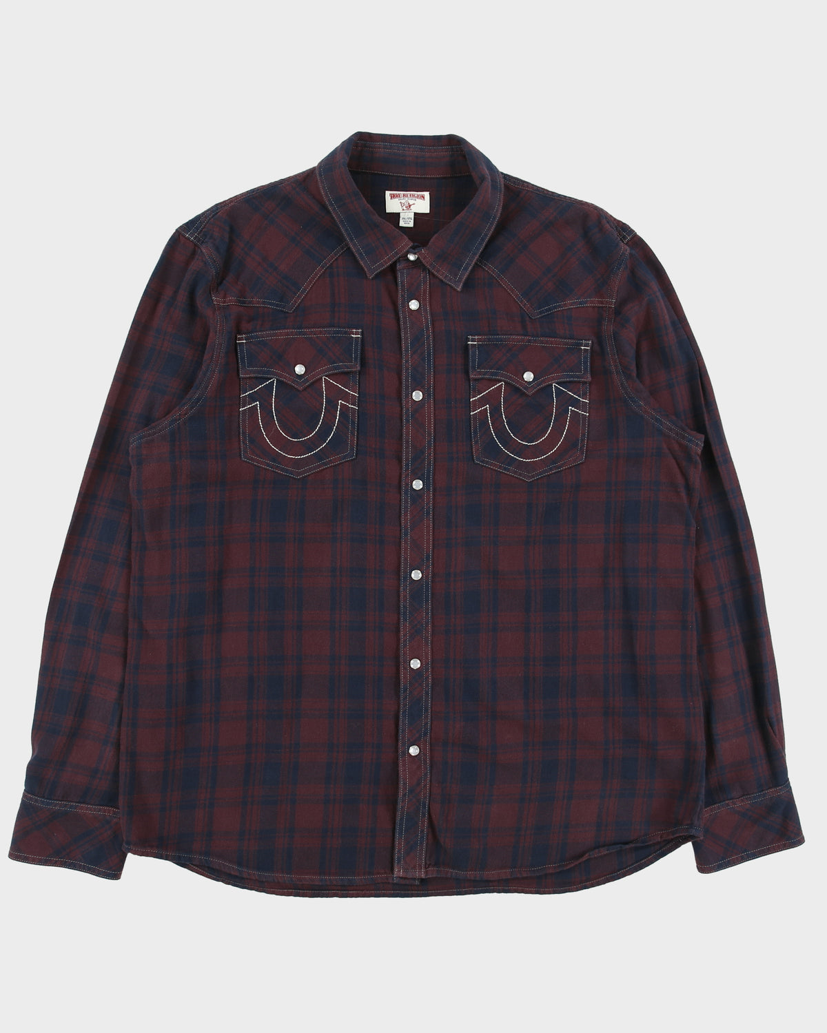 Vintage True Religion Plaid Pearl Snap Button Long Sleeve Western Flannel Shirt - XXL