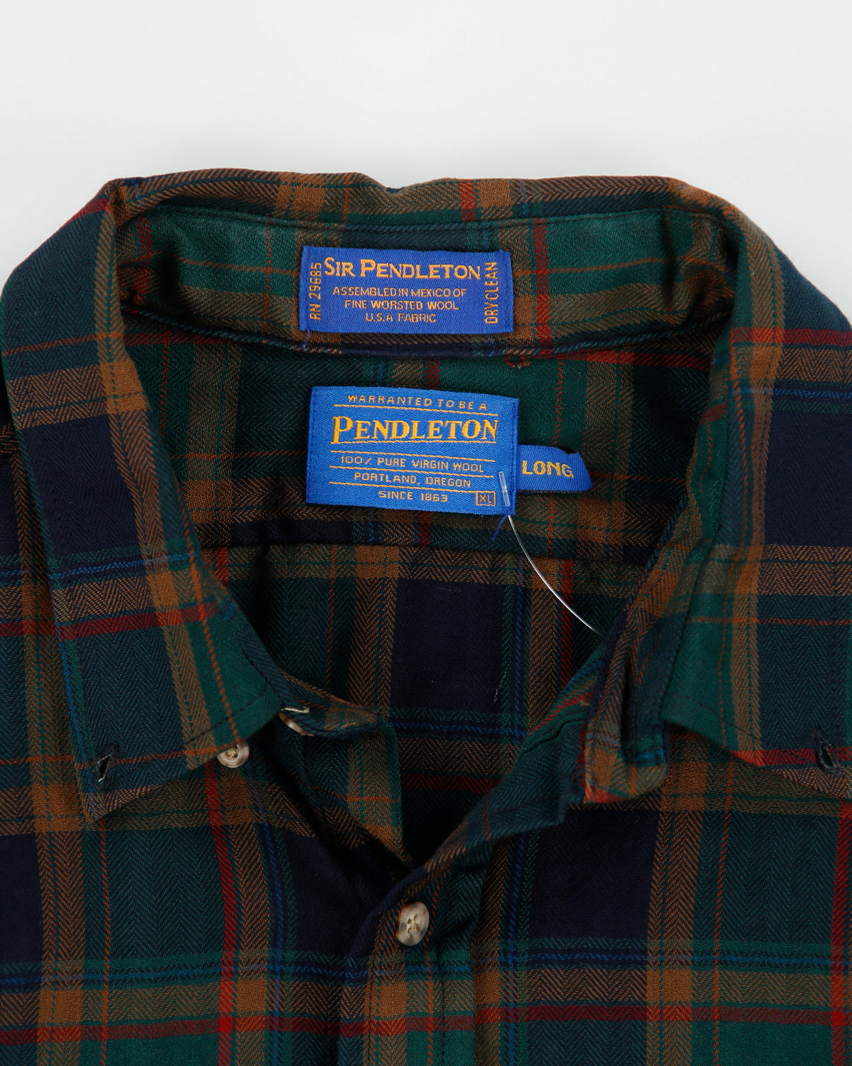 Vintage Pendleton Tartan Plaid Wool Long Sleeve Sir Pendleton Shirt - XL