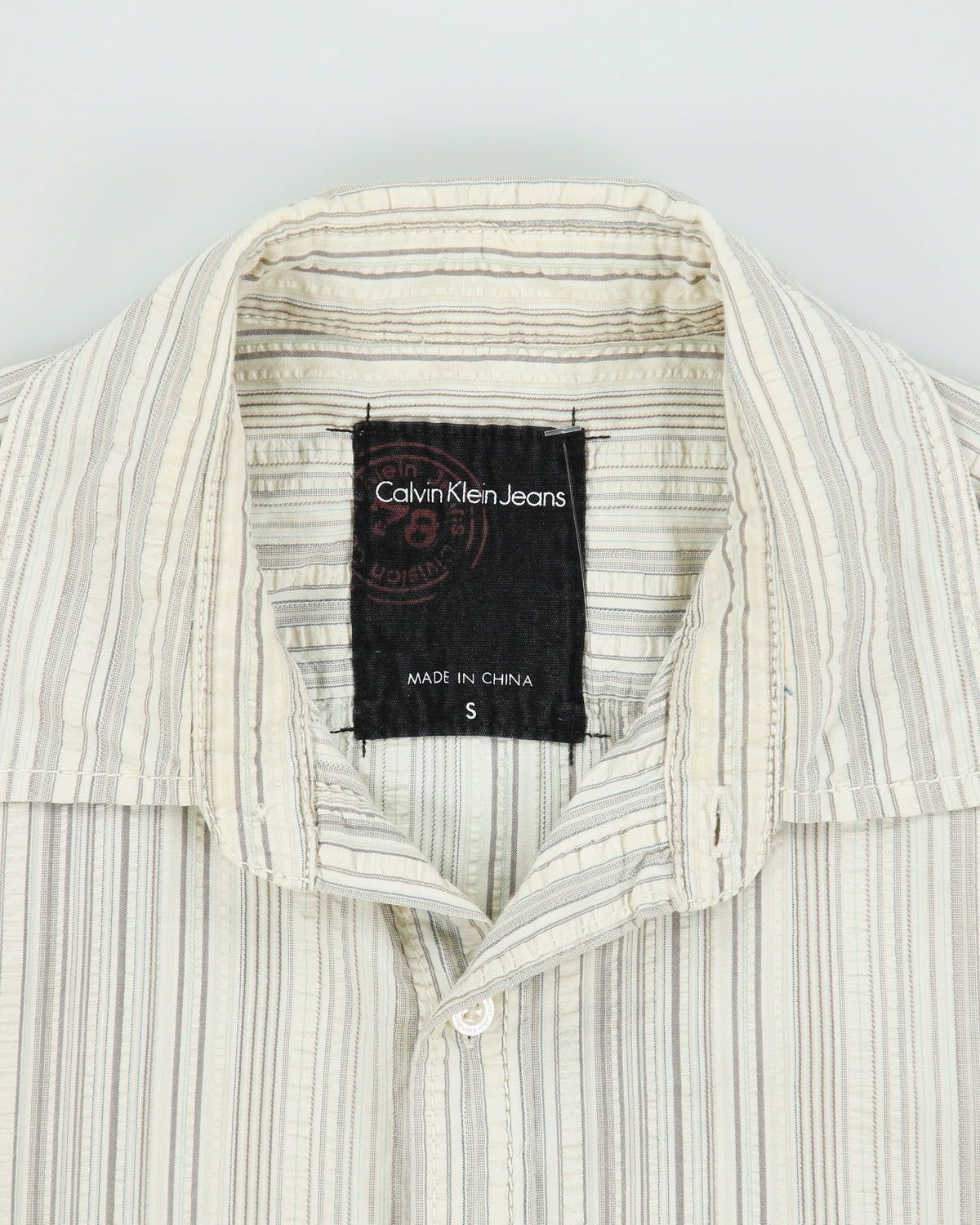 Vintage Y2K 00s Calvin Klein Jeans Striped Long Sleeve Seersucker Shirt - S