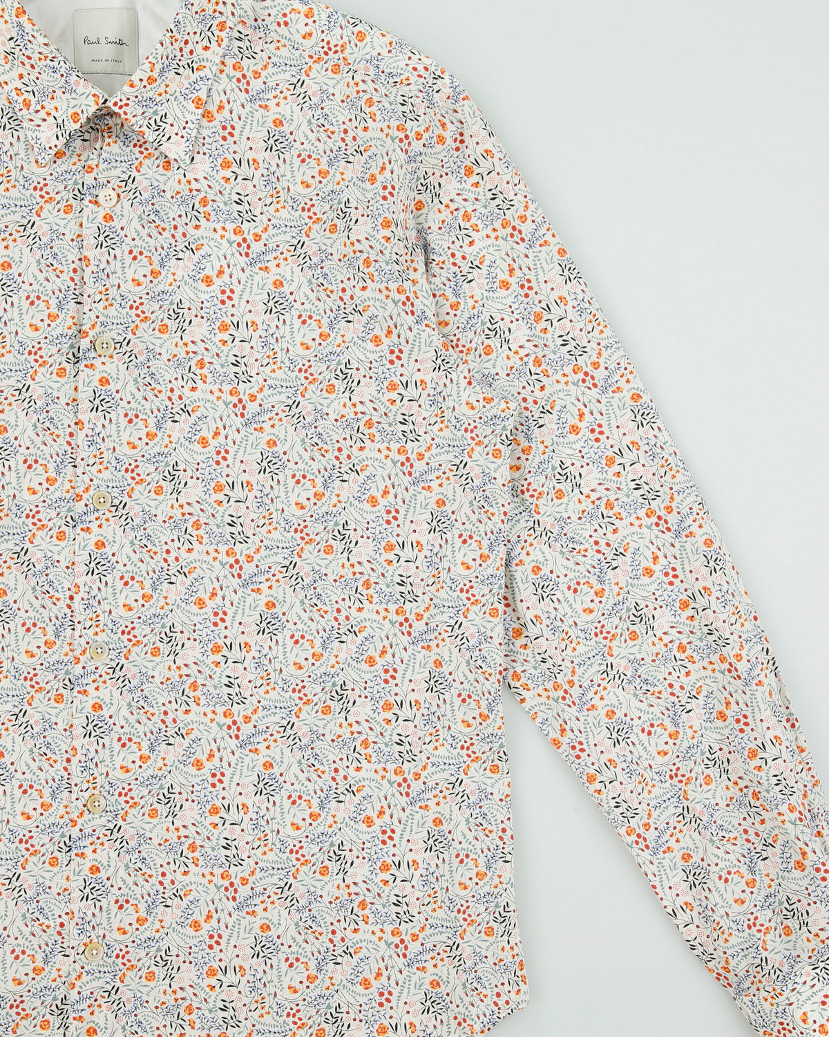 Paul Smith Organic Floral Made In Italy Modern Fit Long Sleeve Shirt - L