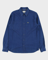 Vintage Lacoste Striped Pique Snap Button Regular Fit Long Sleeve Denim Shirt - L