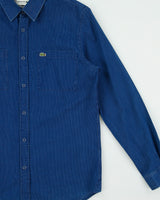 Vintage Lacoste Striped Pique Snap Button Regular Fit Long Sleeve Denim Shirt - L