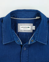 Vintage Lacoste Striped Pique Snap Button Regular Fit Long Sleeve Denim Shirt - L