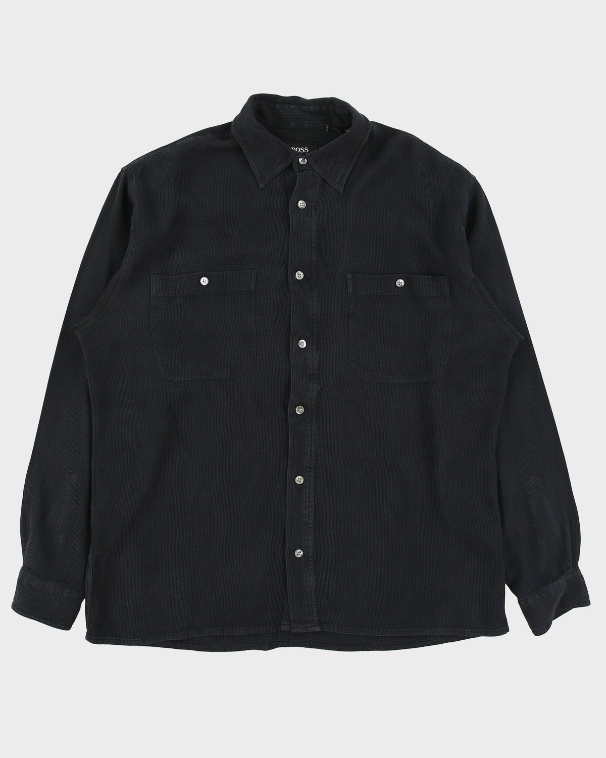 Vintage 1990s Hugo Boss Woven Silk Long Sleeve Pocket Shirt - L